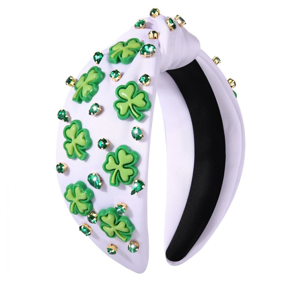St. Patrick’s White & Green Embellished Headband